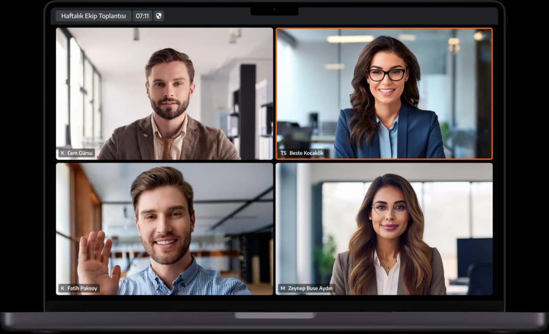 Laptop computer displaying video call application