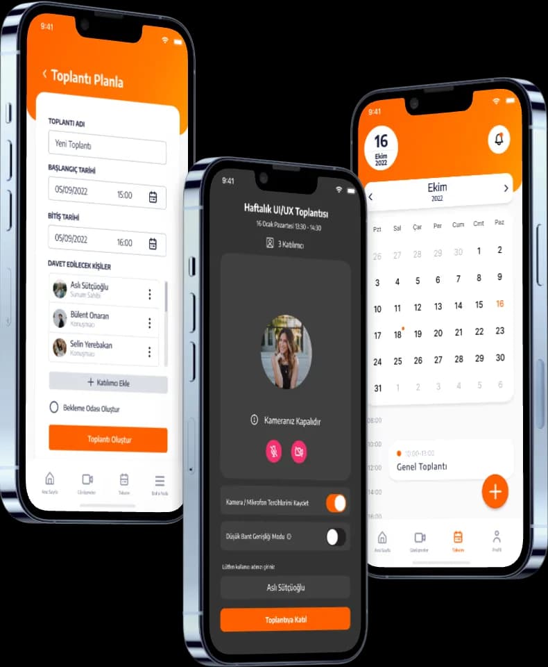 OctaMeet mobil uygulaması ekran görüntüleri